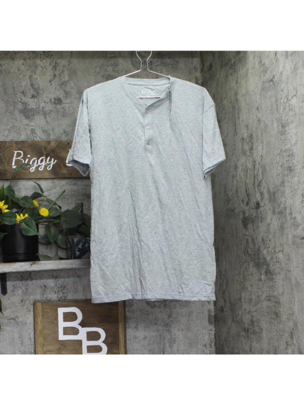 NWT Galaxy By Harvic Mens Slim Fitting Short Sleeve Henley Slub Tee Gray XL - Picture 2 of 7